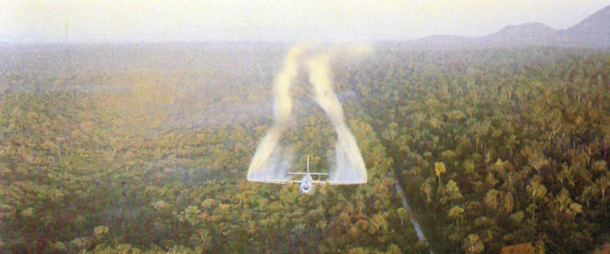 Military Aircraft Spraying Agent Orange, Which Can Lead To Cancer.